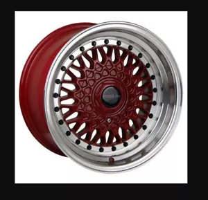 15" TRAKLITE Crosstread Alloy Wheels 4x100/114.3 ET15 - Red with Polished lip - Picture 1 of 1