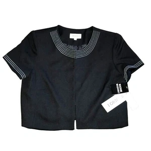 NWT BLACK EMBROIDERED CROPPED JACKET SIZE 12 STUDIO 1 RETRO LOOK WOMENS - Picture 1 of 6