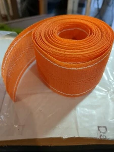 Vintage Lawn Chair Webbing 21 ft x 2.25" Orange White Stripe New without package - Picture 1 of 1
