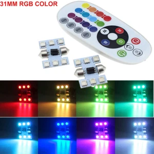 Fsetoon 31MM DE3175 LED Interior Dome Ceiling Read Light Bulb Remote control 2PC - Picture 1 of 11