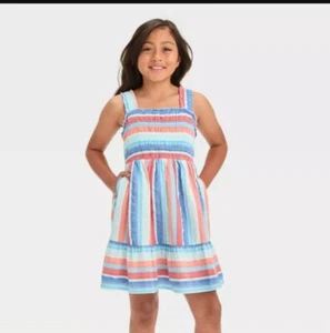 Girls' Sleeveless Open-Back Americana Dress - Cat & Jack XS 4/5 - Picture 1 of 2
