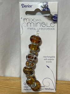 New! Metal Lined Beads 9-Piece String by Darice, Mix n' Mingle, Color: Tan/Brown - Picture 1 of 8