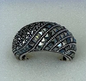 STELLAR VINTAGE STERLING SILVER 925 MARCASITE DOME RING SIZE 7 Signed Le 925 - Picture 1 of 8