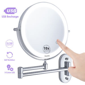 Auxmir Kosmetikspiegel Beleuchtet 1/10X Vergrößerung Doppelseitig LED Badezimmer
