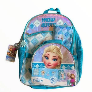 DISNEY FROZEN ELSA BACKPACK 5Pc Set Lunch Bag, Zip Case, Dangle & Cinch Sack NWT - Picture 1 of 4