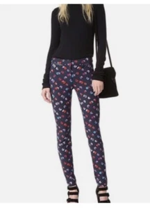 Rebecca Taylor Womens Sakura Floral Print Pant Size 2 Zip Front Pockets Slim Fit - Picture 1 of 6