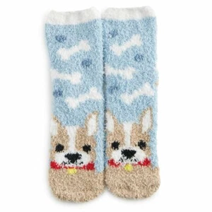 Frenchie dog Fuzzy soft Cozy Socks - Women's - dog - New with tag  - Picture 1 of 2