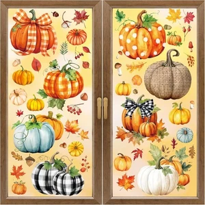 Decorazioni Autunno Autunno Foglie Zucche Colorate Adesivi Finestra 8 Fogli - Foto 1 di 5