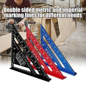 7" Aluminum Triangle Ruler Square Metric/Imperial Carpenter Woodworking Tool - Picture 1 of 28