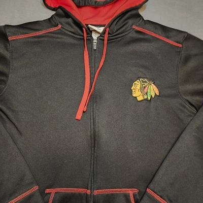 Sudadera con Capucha Chicago Blackhawks Cremallera Completa Velocity Para Hombre Talla Pequeña Negra Logo en el Pecho Foto 1 de 4