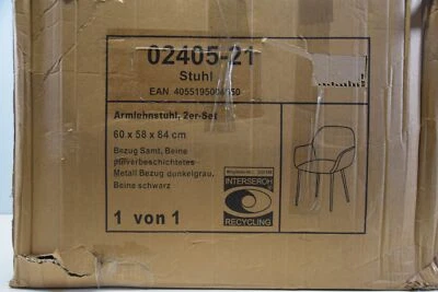 SIT Möbel 2er-Set Samt-Armlehnstuhl ausgestellte Armlehnen  Bezug Samt dunkel Gr - Bild 1 von 2