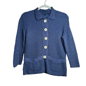 Vintage Boden waffle knit cardigan girls size 14 Blue - Picture 1 of 7