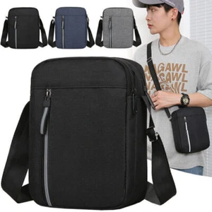 Men's Black Messenger Bag Waterproof Cross Body Shoulder Utility Travel Work UK - Picture 1 of 15
