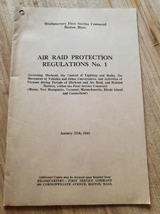 1943 Air Raid Protection Regulations No. 1, Boston MA, WWII - Picture 1 of 7