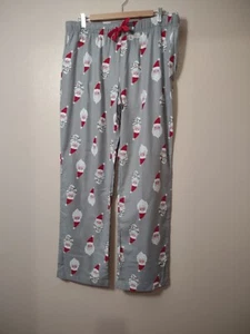 NUEVO Pantalones de pijama Old Navy unisex vacaciones gris franela de Santa con cordón talla L - Imagen 1 de 3