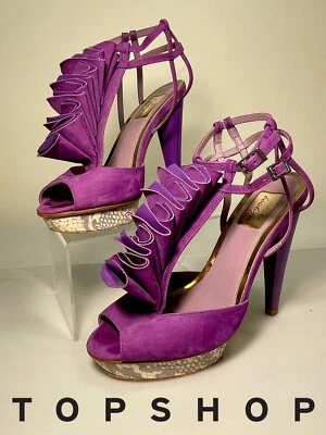 Auténticos tacones de plataforma con volantes plisados púrpura Topshop Boutique Passion talla 5,5 Foto 1 de 4