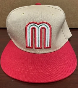 Mexico Snapback Hat Flag 3D M Embroidery Mexico Baseball Acrylic Cap Tan Khaki - Picture 1 of 5