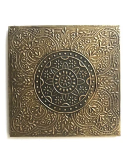 Set of 6 Brass Metal Sheet embossed Drink Coasters, Light weight, Hand crafted - Picture 1 of 1