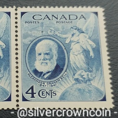 Canada 2 Stamps 4 Cents 1947. Alexander Graham Bell 1847-1947. Postage Postes. H - Image 1 of 4