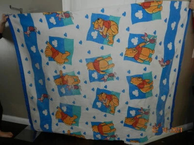 Vintage Disney Winnie Pooh Piglet Twin Poly Acrylic Blend Blanket BLUE BINDING - Image 1 of 4