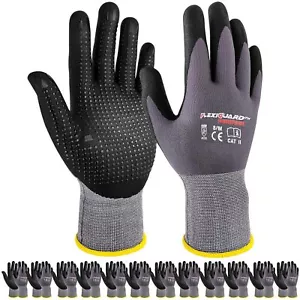 Gasoline Safety Work Gloves Extra Micro-Foam Nitrile Coated-12 Pairs / Dots - Picture 1 of 8
