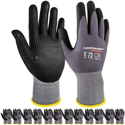 Gasoline Safety Work Gloves Extra Micro-Foam Nitrile Coated-12 Pairs / Dots - Image 1 of 4