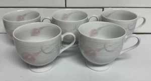 Vintage Mikasa Fine China LDB10 Serenade Pink Coffee Tea Mug Set Of 5 - Picture 1 of 4