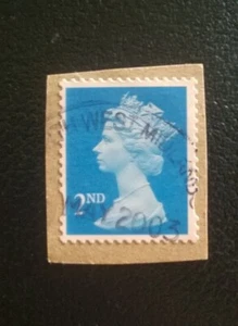 1x BLUE 2ND CLASS MACHIN MAY 2003 POSTMARK STAMP - GB USED - Picture 1 of 2