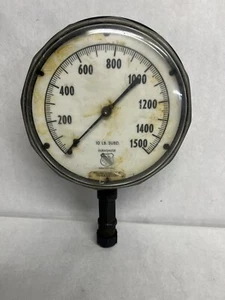 Vtg Large 6-1/2” Beveled Face Ashcroft Duragauge 0-1500PSIG Pressure Gauge - Picture 1 of 8