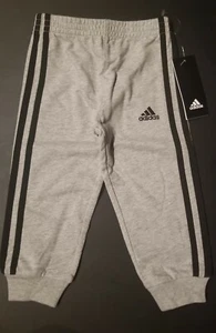 Adidas 2t Toddler Cuffed Cotton lightweight Joggers gray unisex striped MSRP $34 - Picture 1 of 5