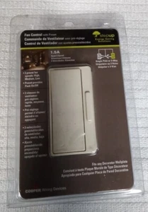 Control de ventilador de dispositivos de cableado Cooper con 3 velocidades de ventilador preestablecidas, almendra - DFS15P-A-K - Imagen 1 de 3