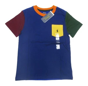 Polo Ralph Lauren Boys Blue Multi Colorblock Short Sleeve Pocket T-Shirt - Picture 1 of 4