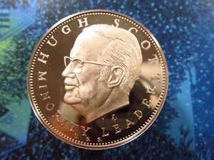 Hugh Scott US Senate Minority Leader 39mm Proof Bronze Medal bh7930 - Picture 1 of 2