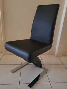 4x NEW Dining Chairs Set Z-Shape Dark Brown Faux Leather - Picture 1 of 10