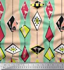 Soimoi Poly Crepe Fabric Geometric & Cocktail Beverages Print Fabric-8YJ