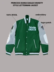 Princess Diana Wool Eagles Varsity Style Letterman Jacket - Picture 1 of 7