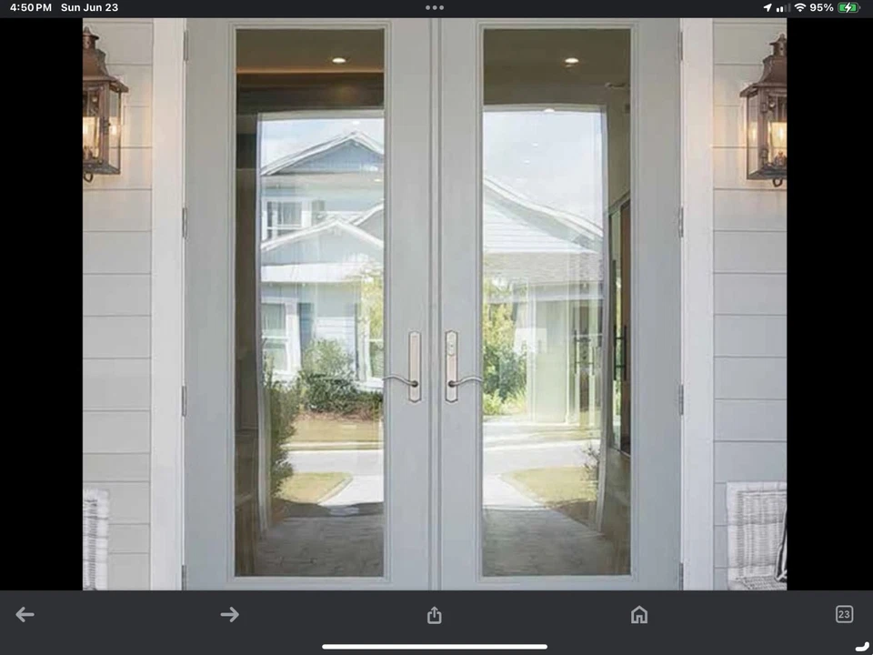 Double Panel Glass French Doors with brass hardware - Image 1 of 1