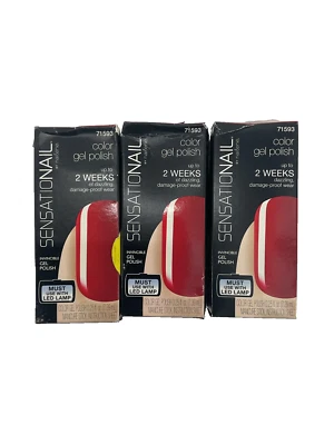 PACK 3 Esmaltes en Gel SensatioNail Color 71593 Tono Rojo Escarlata Nuevo de Lote Antiguo *LEER* Foto 1 de 4