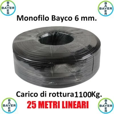 Monofilo 25 Metri Bayco 6 mm Tirante Antenne Tralicci Bayer Indistruttibile