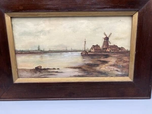 Vintage Holland 1909 seacoast watercolor painting - Picture 1 of 5