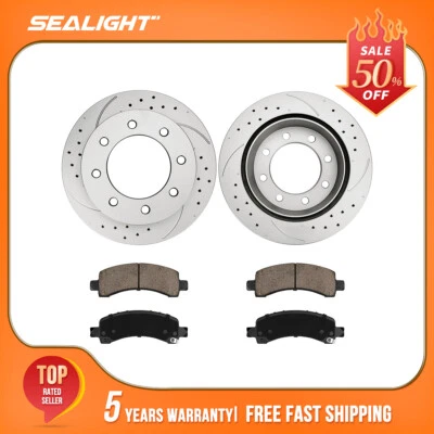 Rear Drilled Brake Rotor Brake Pads for Chevy Express GMC Savana 2500 3500 - Image 1 of 4
