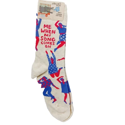 Calcetín Azul Q Crew Mujeres Boy Me When My Song Comes On Bailando Cantando Nuevo con Etiquetas NUEVO Foto 1 de 4