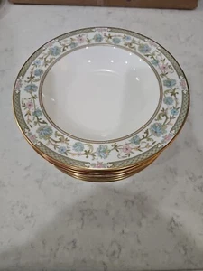 Noritake Sakura Soup Bowls 8 1/4 Inches Floral Border 9704 Lot Of 11 Mint - Picture 1 of 6