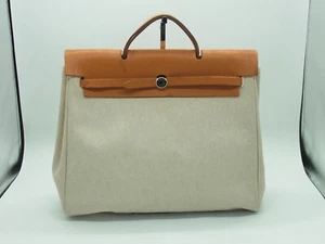 Auth DM71 Hermes Her bag MM Tote bag Toile H □C engraved from Japan - Picture 1 of 24