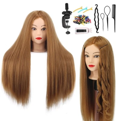 Maniquí de cosmetología 80 % cabello real 26-28" cabeza peinado peluquería Foto 1 de 4