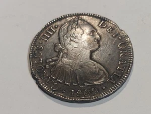 1802 Mexico MO FT Silver 8 Reales Carolus IIII Spanish Colonial Dollar - Picture 1 of 2