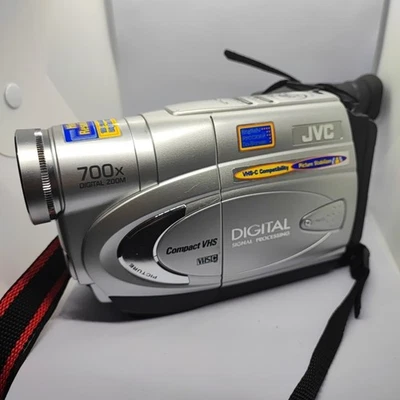 JVC GR-FX16E Camcorder KOMPAKT VHS Silber Vintage Grau VHS C PAL 700x Zoom - Bild 1 von 4