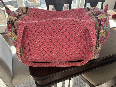 Retired Vera Bradley Pink Pansy Large Duffel Bag EUC Retired Pattern Rare Tote - Image 1 of 4