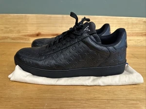 LOUIS VUITTON Rivoli Line Low Cut Sneakers Black UK Size 8 US 9 (1AARHQ) - Picture 1 of 14