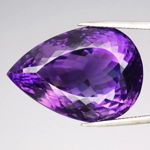 💎Huge 61.23ct 29x20.5mm VVS Pear Natural Purple Amethyst - Unheated Uruguay Gem - Foto 1 di 4